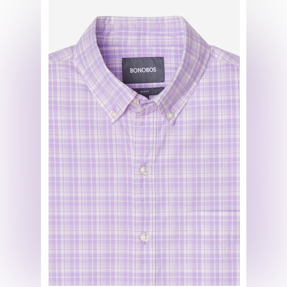 Bonobos Washed Button-Down Shirt in Lavender Plaid
Short M, Tailored